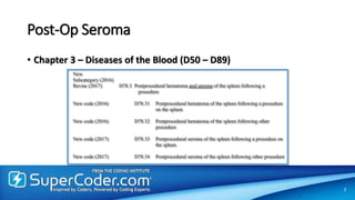 Post-Op Seroma
• Chapter 3 – Diseases of the Blood (D50 – D89)
7
 