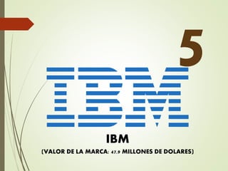 IBM
(VALOR DE LA MARCA: 47.9 MILLONES DE DOLARES)