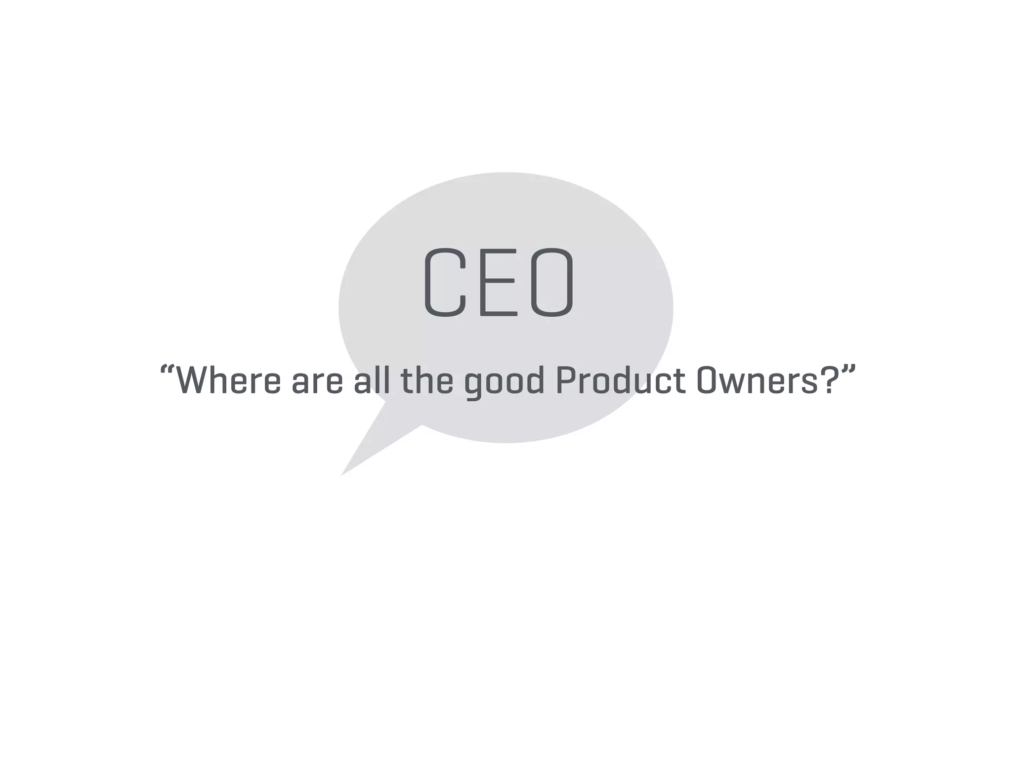 “Where are all the good Product Owners?”
CEO
 