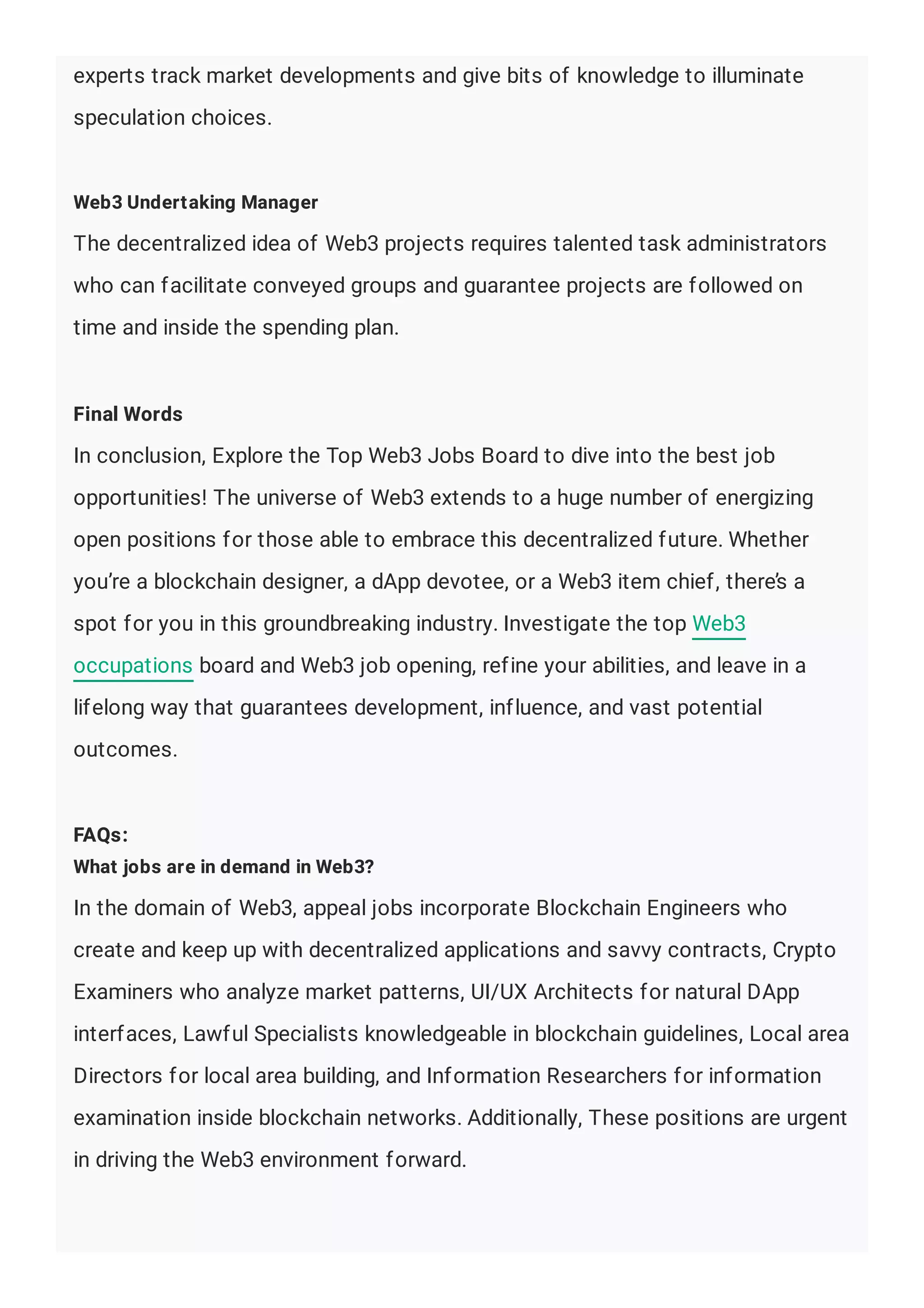 Top Web3 Jobs Board: Dive into The Best Job | PDF