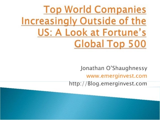 Top World Companies Increasingly Outside of the US: A Look at Fortune's Global Top 500