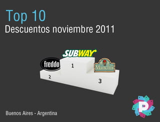 Top 10 descuentos publicados en Argentina en noviembre