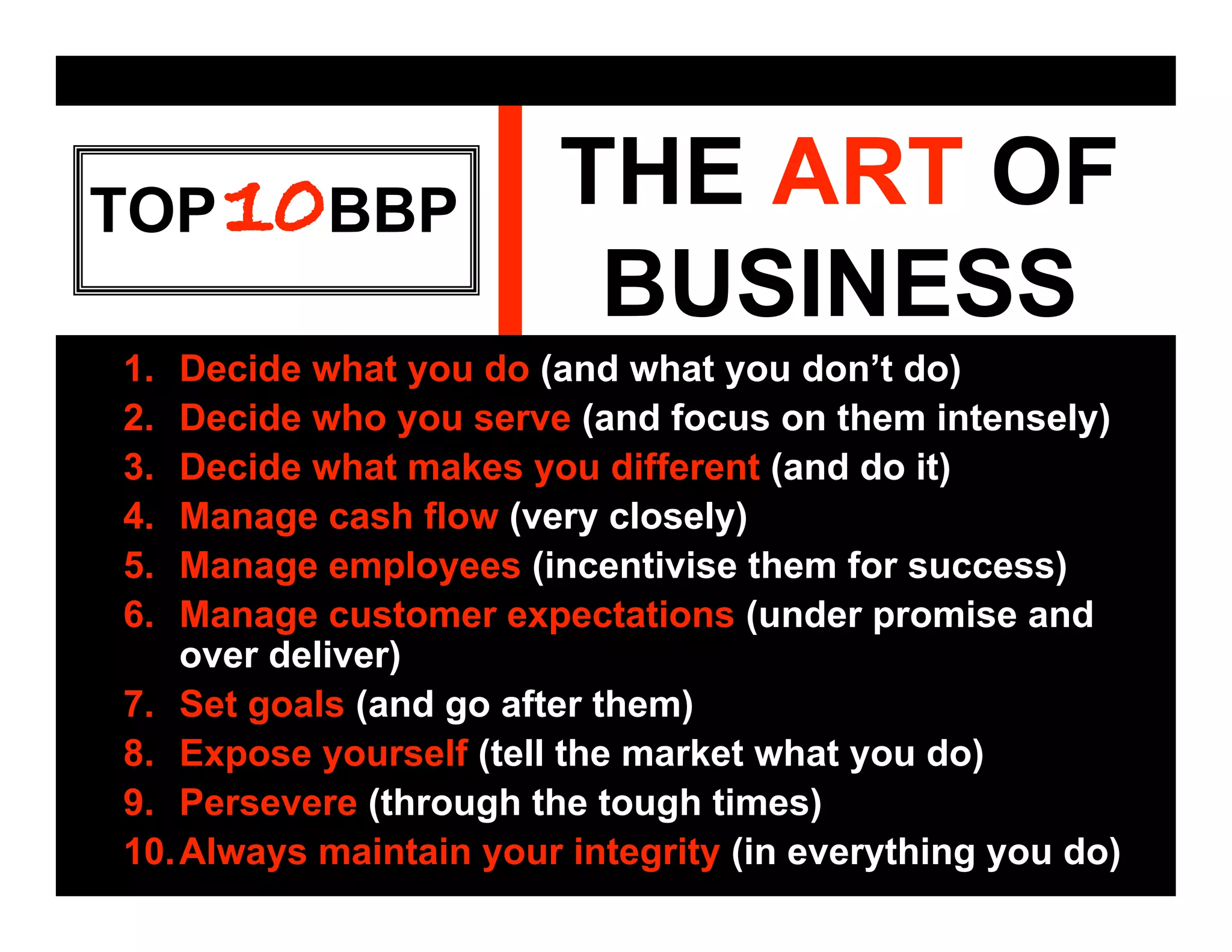 Top10 Basic Business Principles