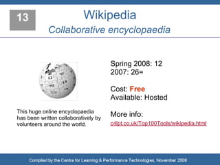 Top 100 Tools for Learning 2008