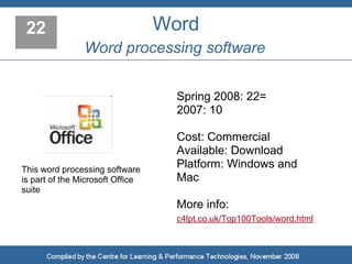 Top 100 Tools for Learning 2008