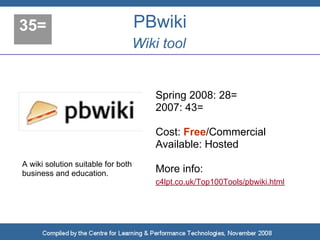 Top 100 Tools for Learning 2008