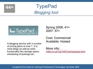 Top 100 Tools for Learning 2008