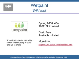 Top 100 Tools for Learning 2008