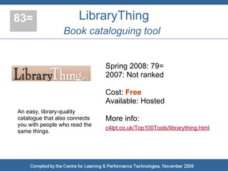 Top 100 Tools for Learning 2008