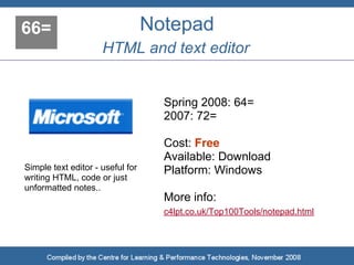 66=                               Notepad
                     HTML and text editor


                                    ...