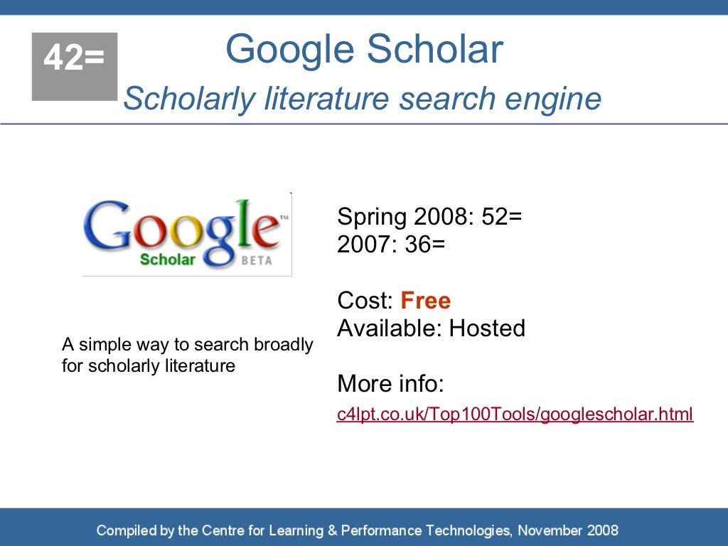 42= Google Scholar Scholarly literature