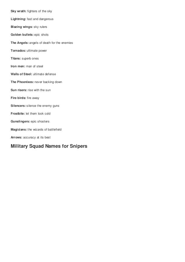 Top 100 Cool Military Squad Names Cute Nicknames top-100-cool-military-squad-names-cute-nicknames