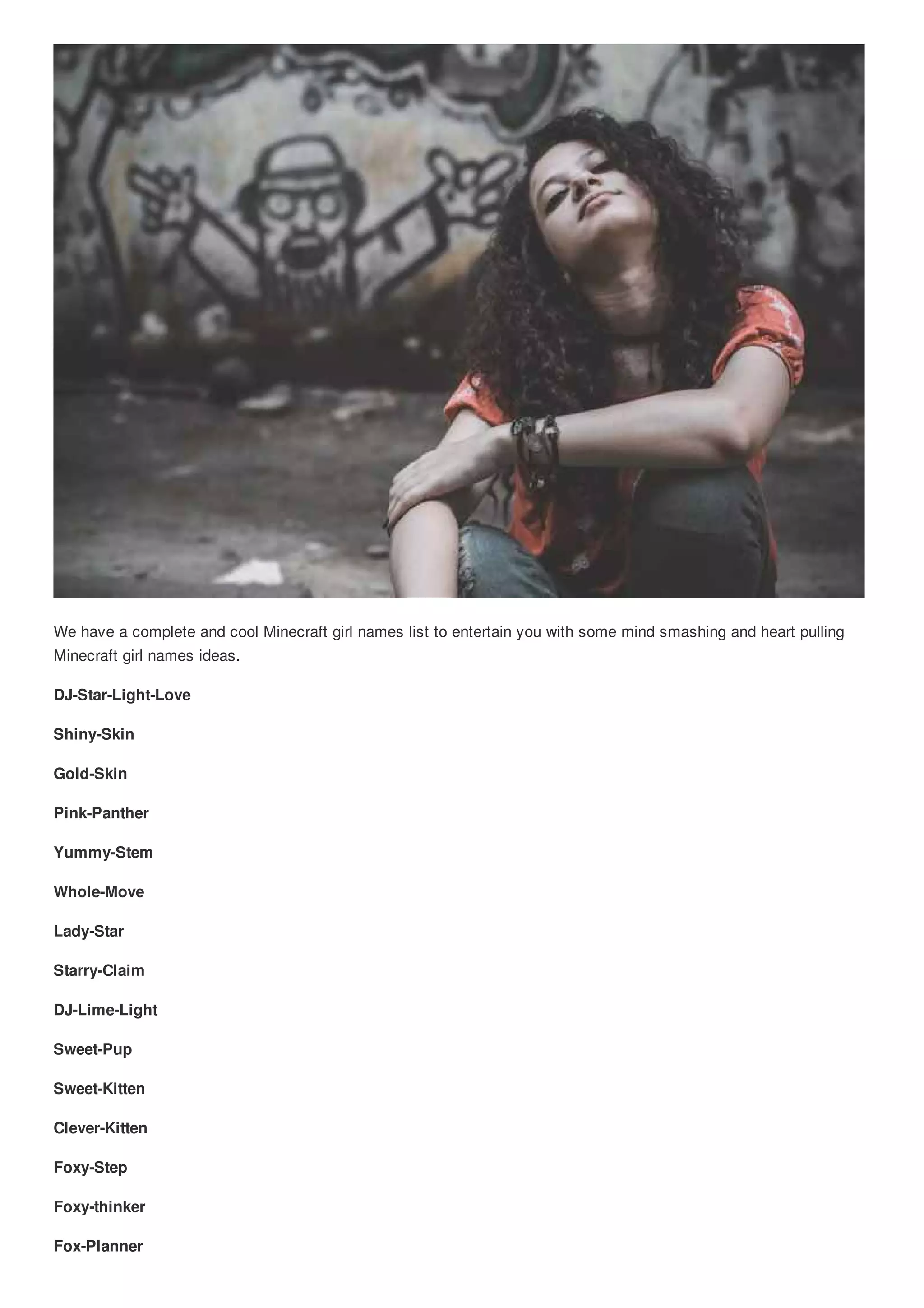 Top 100 cool minecraft girl names cute nicknames | PDF