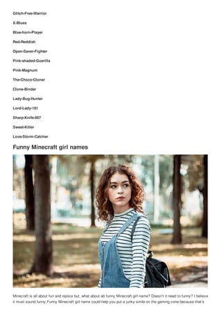 Top 100 cool minecraft girl names cute nicknames | PDF