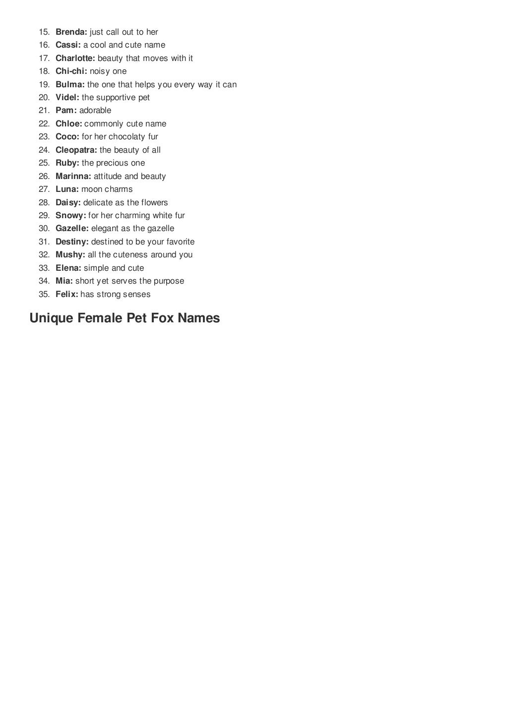 Top 100 cute female pet fox names cute nicknames