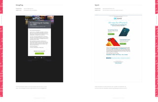 SmugMug

Speck

Designed by:

www.smugmug.com

Designed by:

www.speckproducts.com

Subject line:

Unveiling the New SmugMug

Subject line:

All-new iPhone 5 cases from Speck are here

Top Performers

Top Performers
From the beautiful header to the well-spaced text and clear, concise

46

Subtle animation to make the phone case “sparkle” and balanced call

copy - this campaign has all the right elements to drive engagement.

to action make this newsletter attention-grabbing and easy to react to.

47

 