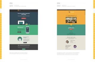 Litmus

Litmus

Designed by:

www.litmus.com

Designed by:

www.litmus.com

Subject line:

The infographic guide to responsive design

Subject line:

Email geek alert: Last chance to join us in Boston!

All-Stars

All-Stars
Always masters of engaging content, Litmus does an exceptional

Event marketing is no easy feat - but this campaign does a superb job highlighting

job of promoting different types of resources with this newsletter.

the benefits of attending Litmus’ Email Design Conference, with a great list of
tweets from attendees featured at the end to add an extra boost of credibility.

110

111

 