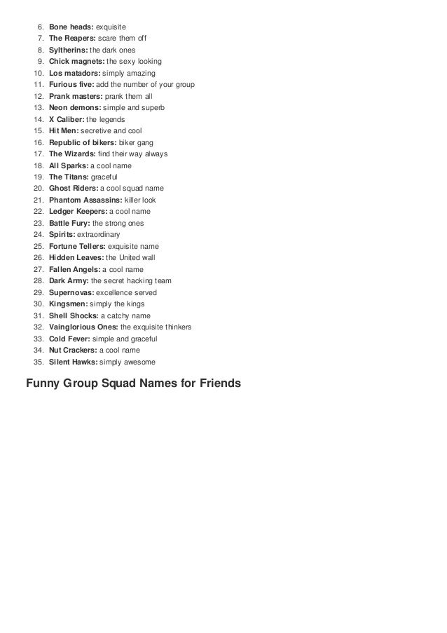 Top 100 Groups Squads Names For Friends Cute Nicknames