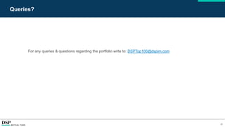 20
Queries?
For any queries & questions regarding the portfolio write to: DSPTop100@dspim.com
 