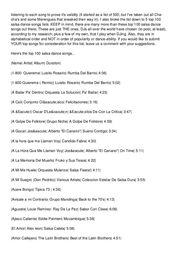 Top 100 Salsa Dance Songs A Dancer S Perspective Part I top 100 salsa dance songs a dancer s