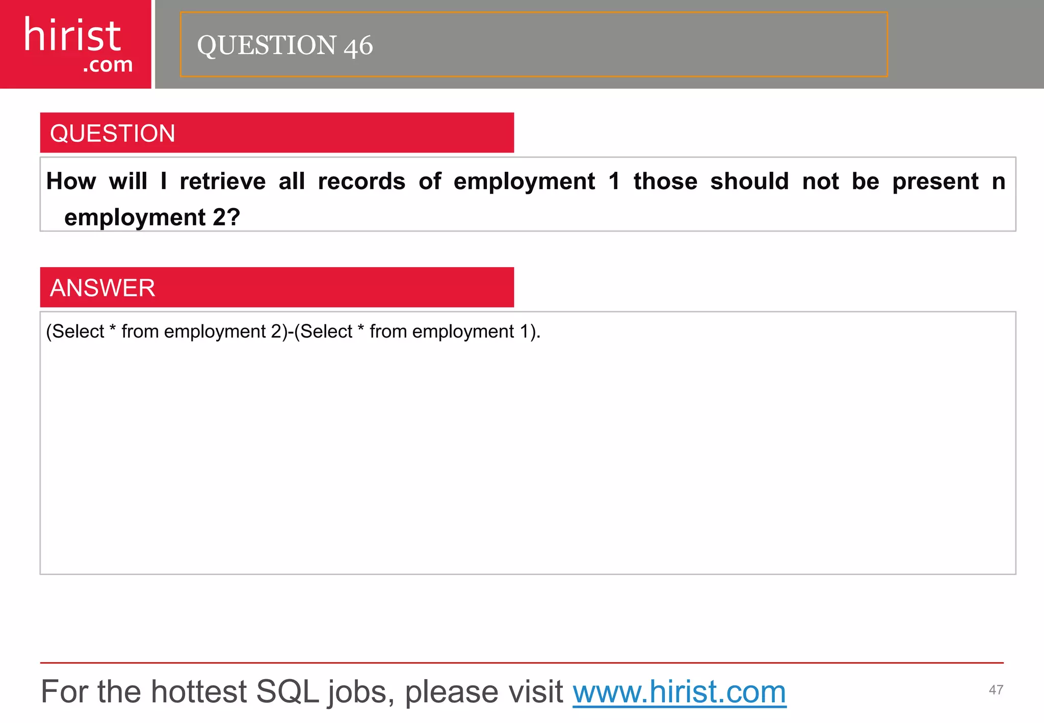 Top 100 SQL Interview Questions And Answers PPT