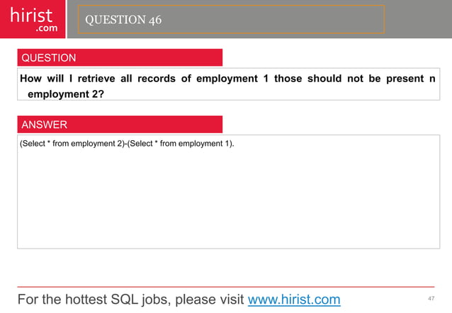 Top 100 SQL Interview Questions and Answers | PDF