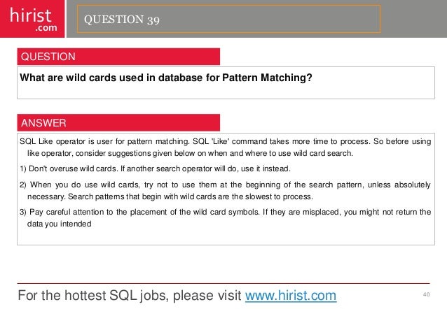 top 100 sql interview questions and answers wild card interview questions