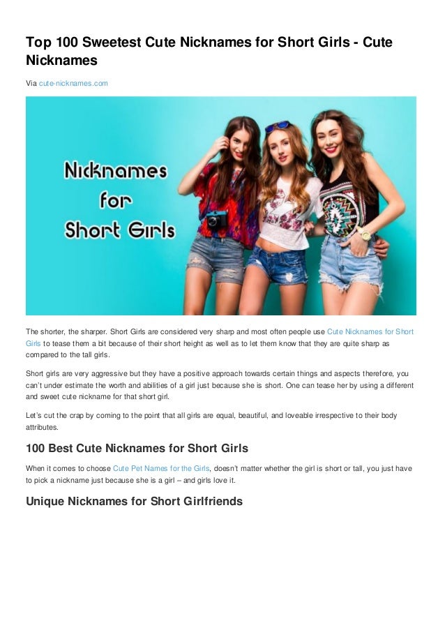 Top 100 sweetest cute nicknames for short girls cute nicknames Top 100 sweetest cute nicknames for short girls cute nicknames