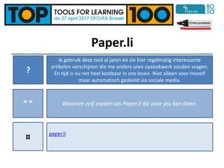 TOP100 Tools for learning 2017 -  overzicht