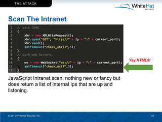 T H E AT TAC K




Scan The Intranet




                                                     Yay HTML5!



JavaScript Int...