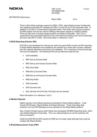 Top 10 3 G Radio Optimisation Actions | DOC