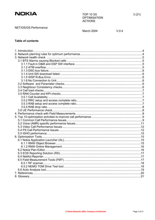Top 10 3 G Radio Optimisation Actions | DOC