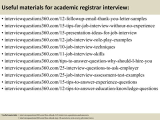 Top 10 academic registrar interview questions and answers | PPTX