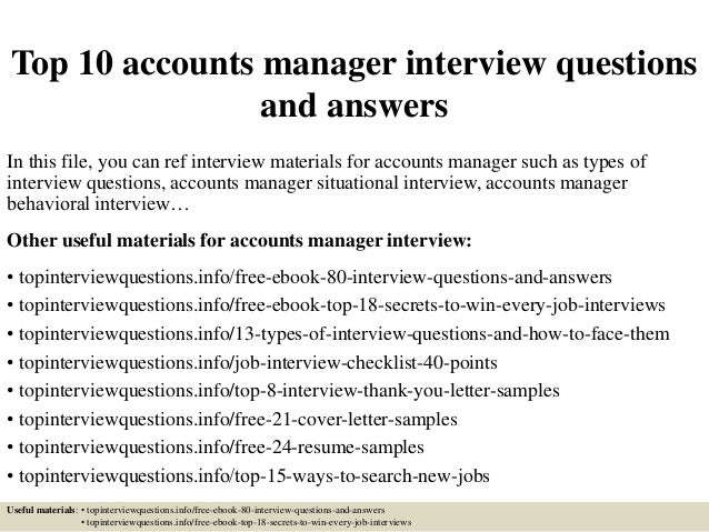 top 10 accounts manager interview questions and answers director level interview questions