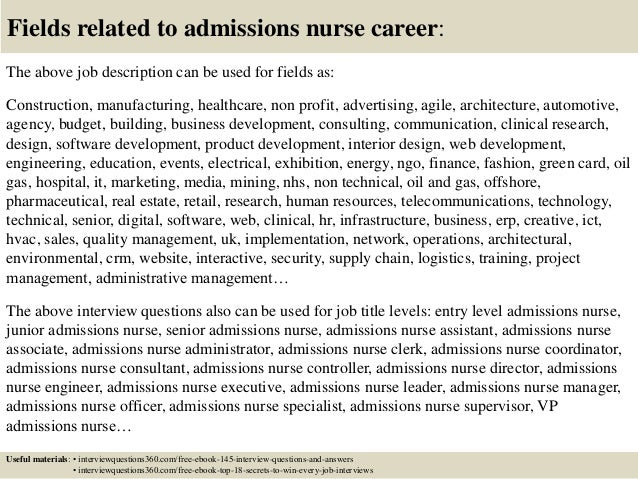 Admission nurse job