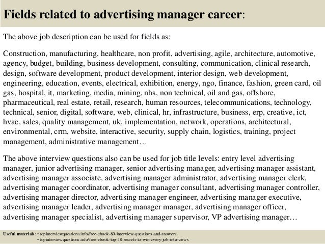 assistant advertising manager resume advertising manager resume job description