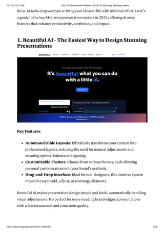 Top 10 AI Presentation Makers of 2024 for Stunning, Effortless Slides.pdf