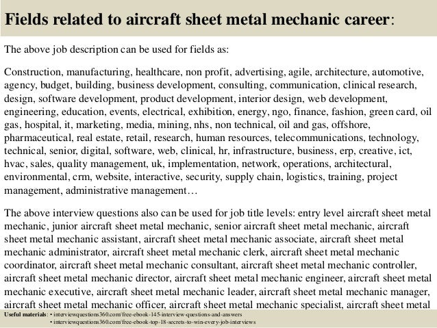 sheet metal mechanic resume