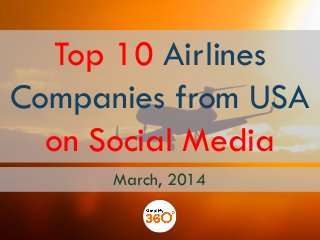 Top 10 Airlines
Companies from USA
on Social Media
March, 2014
 