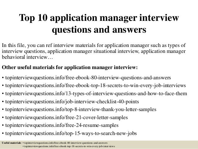 Top 10 Application Manager Interview Questions And Answers