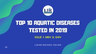 TOP 10 AQUATIC DISEASES
TESTED IN 2019
LAB-IND RESOURCE SDN BHD
01
ISSUE 1: MBV & SHIV
 