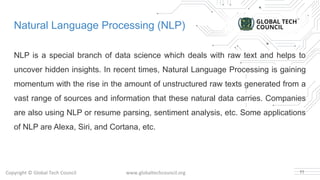 Natural Language Processing (NLP)
NLP is a special branch of data science which deals with raw text and helps to
uncover h...