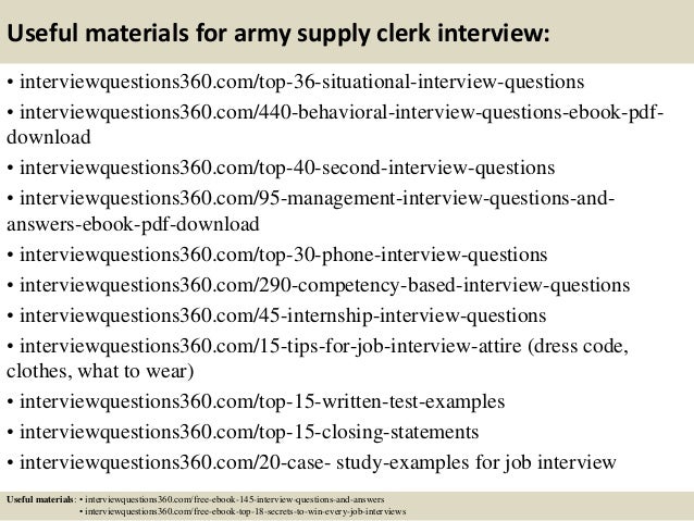 Military supply clerk resume