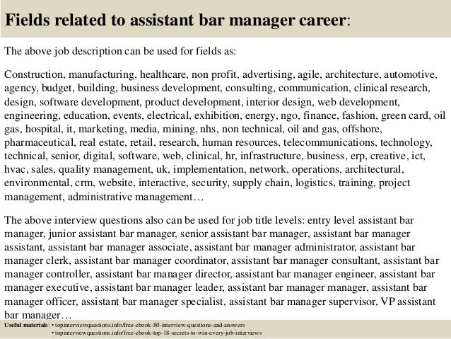 bar manager job description resume examples