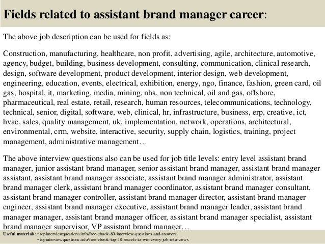 Assistant brand manager resume cover letter