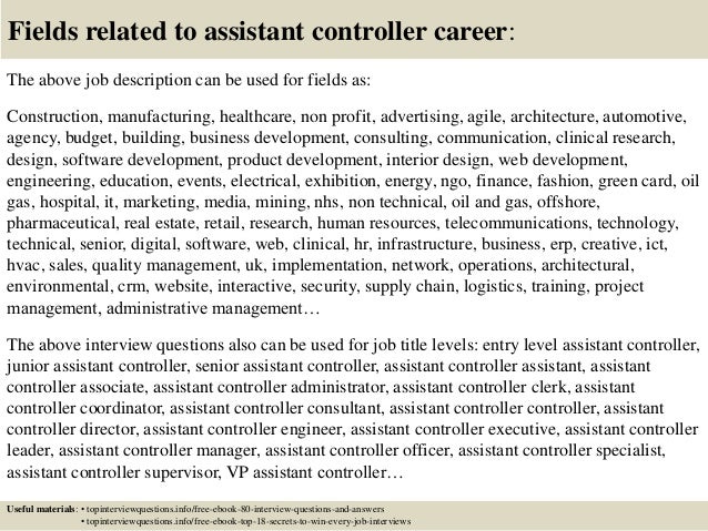 assistant controller job description