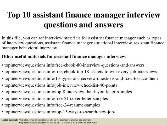 top 10 assistant finance manager interview questions and answers finance questions and answers