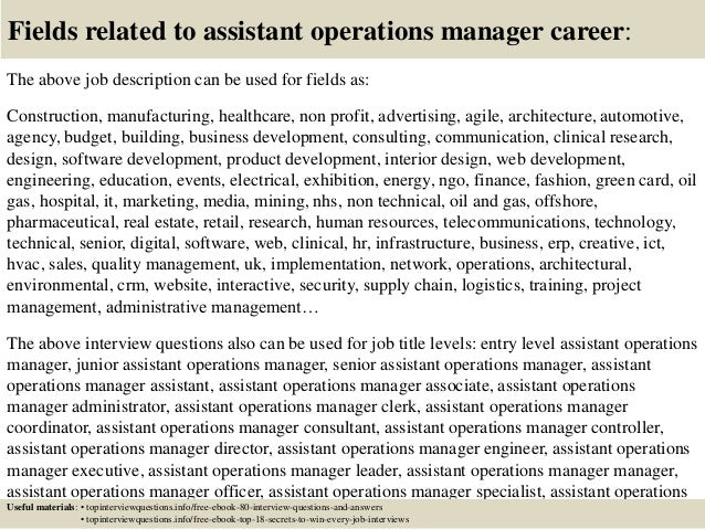 operations assistant job description sample