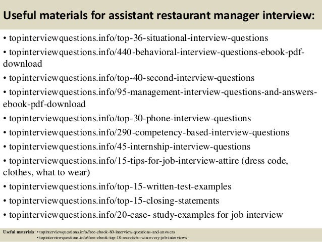 restaurant manager interview questions and answers