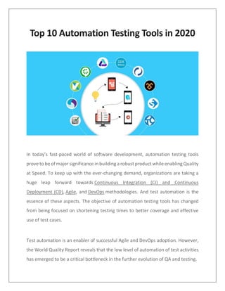 Top 10 Automation Testing Tools in 2020 | PDF